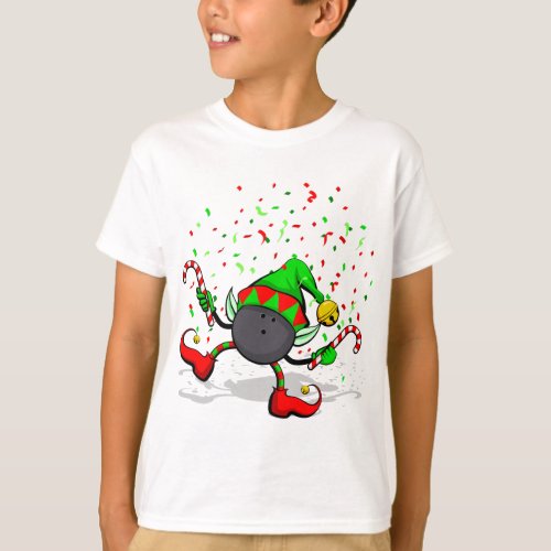 Dancing Bowling Christmas Elf T_Shirt