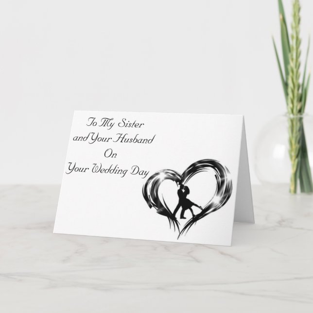 "DANCING BRIDAL COUPLE" WEDDING CARD for MY SISTER (Front)