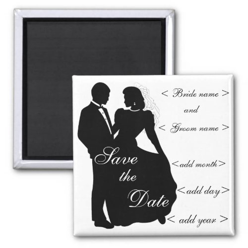 Dancing Bride and Groom Silhouette Favors Magnet