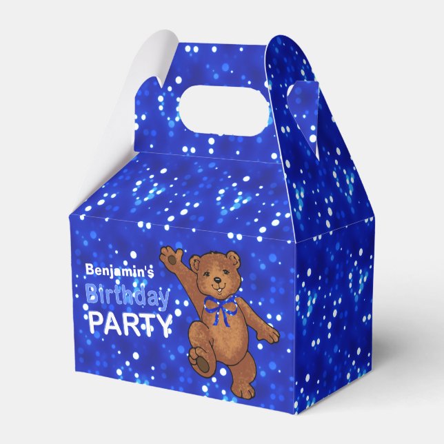 Dancing Brown Teddy Bear 1st Birthday Party Favor Boxes (Front Side)