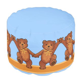 Dancing Brown Teddy Bears with Orange Bows