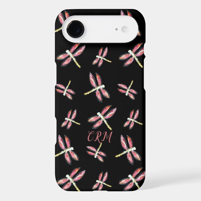 Dancing Bugs Pink Dragonfly Initialled Case-Mate iPhone Case (Back)