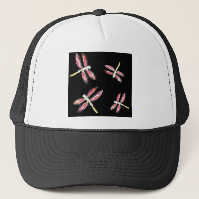 Dancing Bugs Pink Dragonfly Trucker Hat (Front)