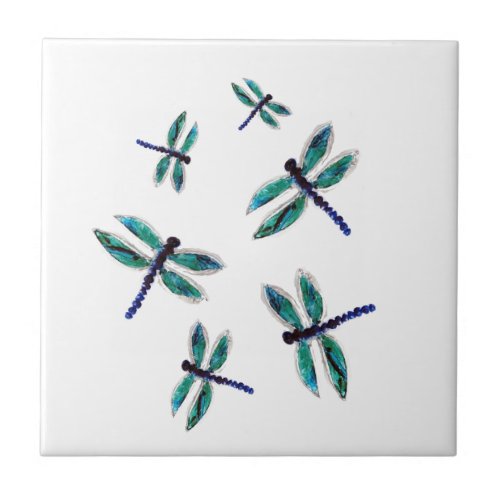 Dancing Bugs Turquoise Dragonfly Tile