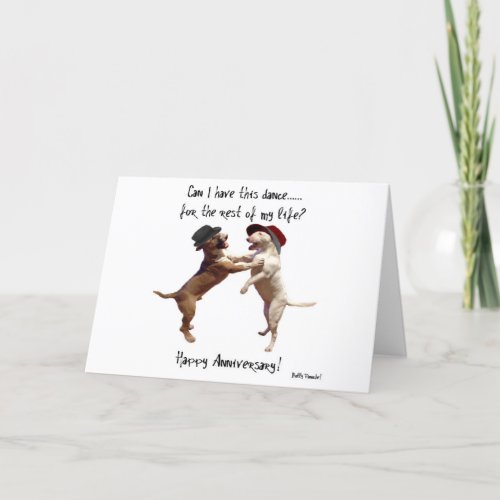 Dancing Bull Terrier Anniversary Card