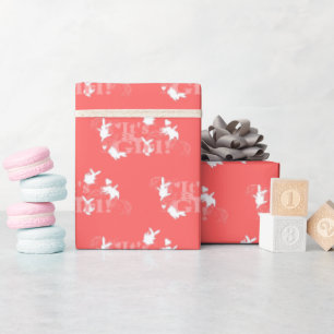 Dancing Bunnies "It's a Girl!" Pink Wrapping Paper