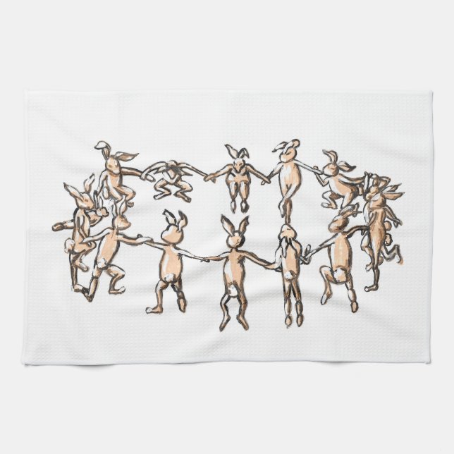 dancing bunnies kitchen towel (Horizontal)