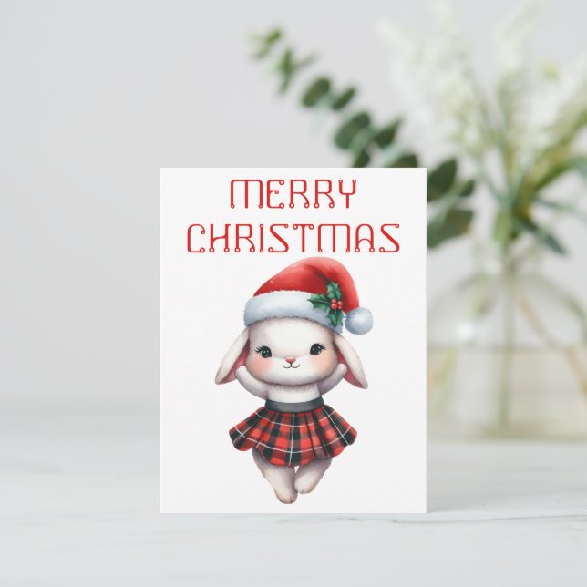 Dancing Bunny - Christmas Card (Standing Front)