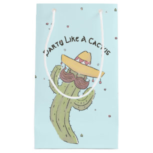 Dancing Cactus with Mustache in Sombrero Small Gift Bag
