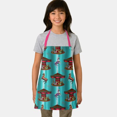 Dancing Carousel Horses Aqua