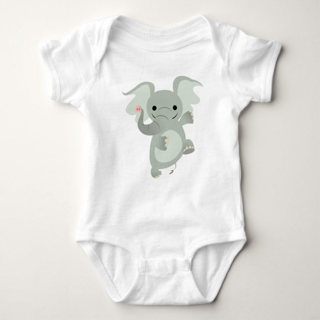 Dancing Cartoon Elephant  Baby Apparel Bodysuit (Front)