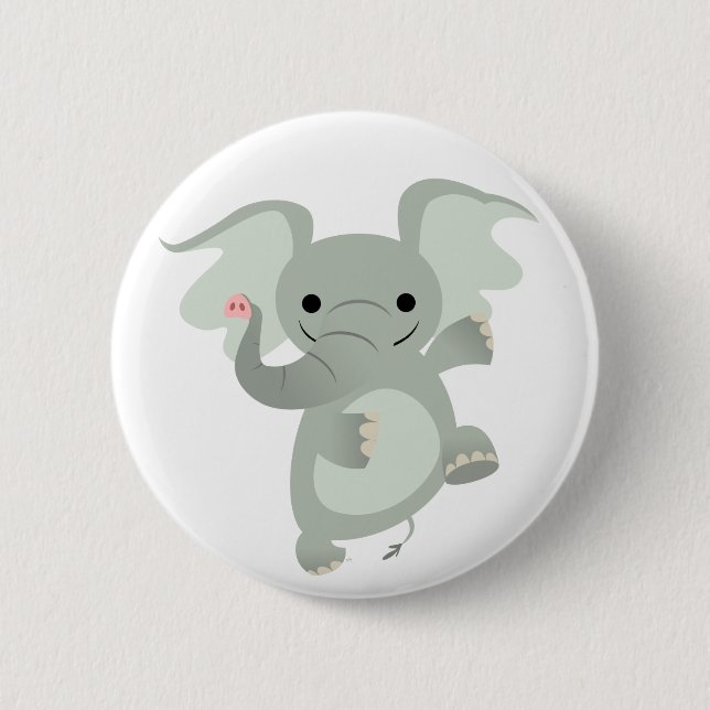 Dancing Cartoon Elephant  Button Badge (Front)