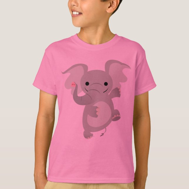 Dancing Cartoon Elephant  Children T-Shirt (Front)