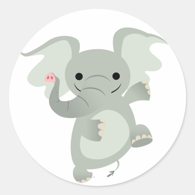Dancing Cartoon Elephant  Sticker (Front)
