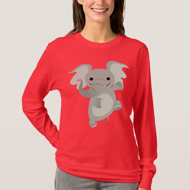 Dancing Cartoon Elephant  Women T-Shirt (Front)