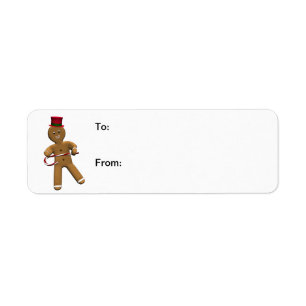 Dancing Cartoon Gingerbread Man Gift Labels