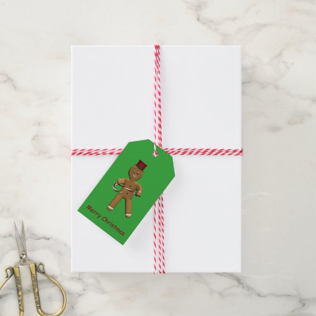 Dancing Cartoon Gingerbread Man Gift Tags (With Twine)