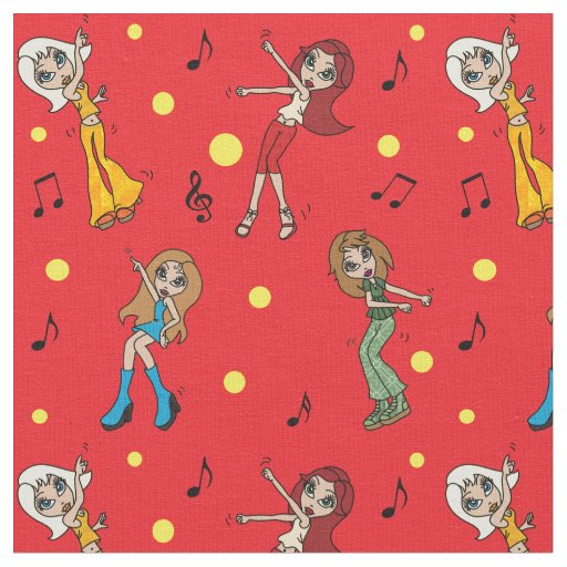 Dancing Cartoon Girls Fabric