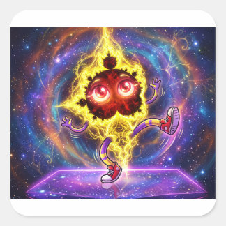 Dancing Cartoon Mandelbrot In Space Square Sticker