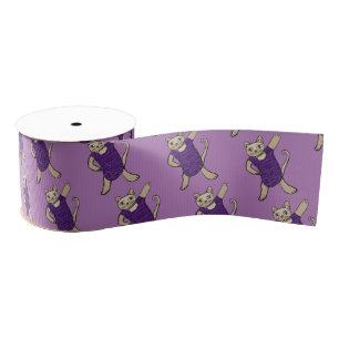 Dancing cat grosgrain ribbon