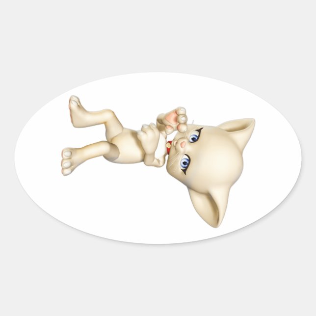 Dancing Cat Oval Stickers (Front)