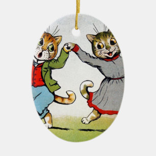 Dancing Cats Ceramic Ornament
