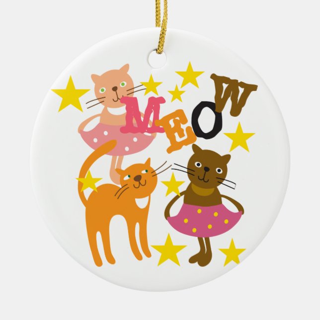 Dancing Cats Ceramic Ornament (Front)