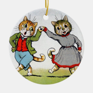 Dancing Cats Ceramic Ornament