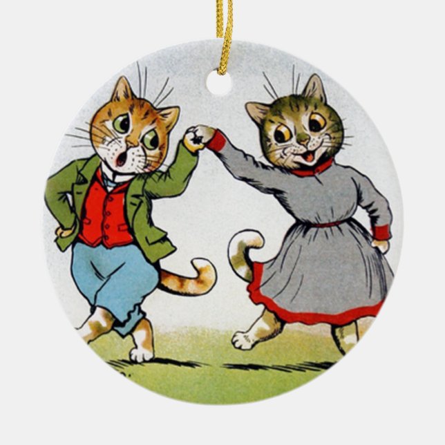 Dancing Cats Ceramic Ornament (Front)
