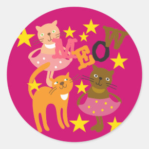Dancing Cats Classic Round Sticker