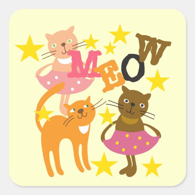 Dancing Cats Square Sticker (Front)