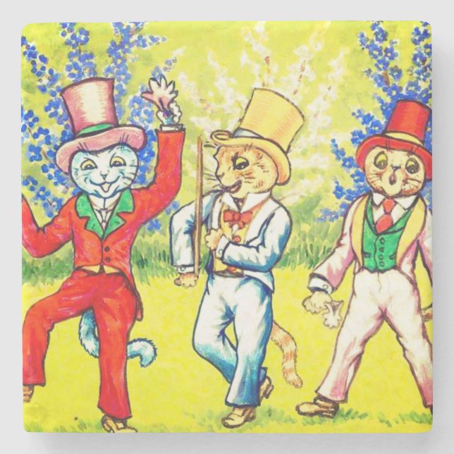 Dancing Cats Stone Coaster (Front)