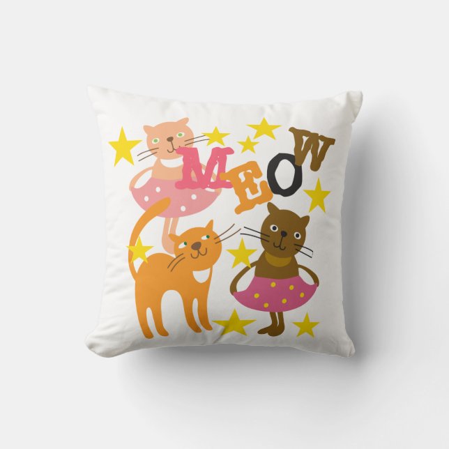 Dancing Cats Throw Pillow (Front)