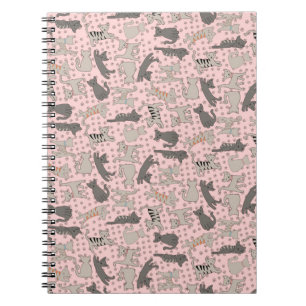 Dancing Cats With Paw Prints Notebook