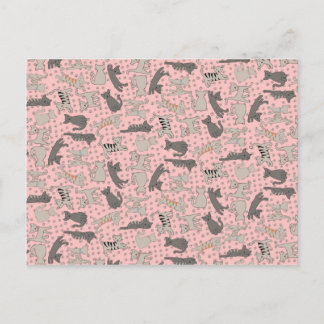Dancing Cats With Paw Prints Postcard