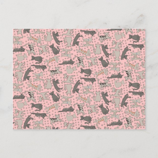 Dancing Cats With Paw Prints Postcard (Front)