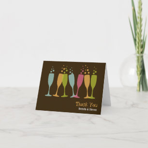 Dancing champagne glasses color bubbly thank you