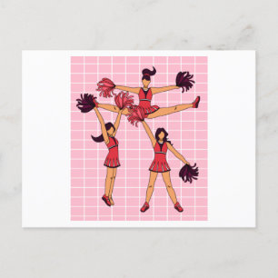 Dancing Cheerleader Cheers With Pom Poms Postcard