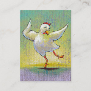 Dancing chicken fun art cute colorful happy dancer business card