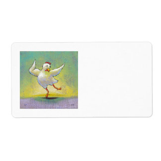 Dancing chicken fun art cute colorful happy dancer label