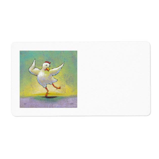 Dancing chicken fun art cute colorful happy dancer label (Front)