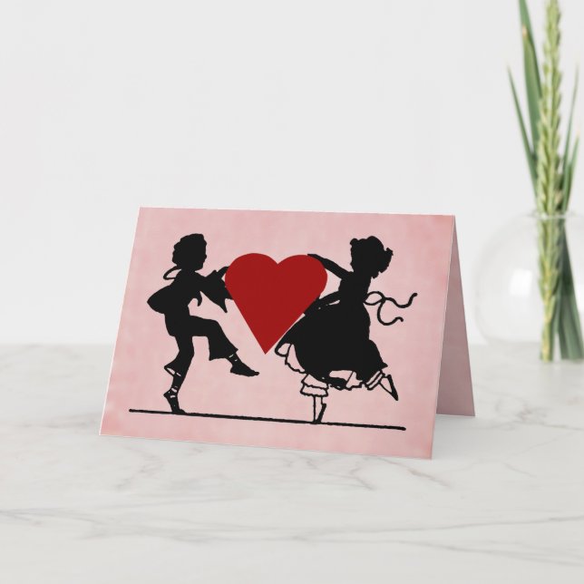 Dancing Children Valentine Holiday Card (Front)