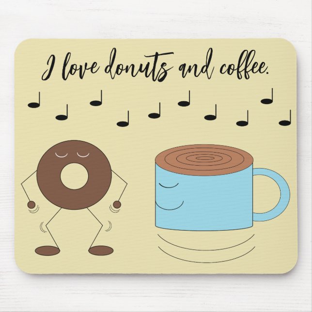  Dancing Chocolate Frosted Donut & Coffee Mug Mouse Pad (Front)