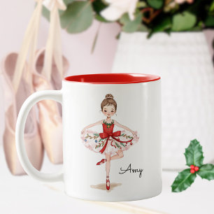 Dancing Christmas Ballet Girl Two-Tone Coffee Mug