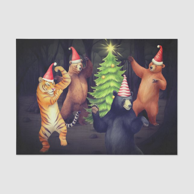 DANCING CHRISTMAS BEARS TISSUE PAPER (Front)