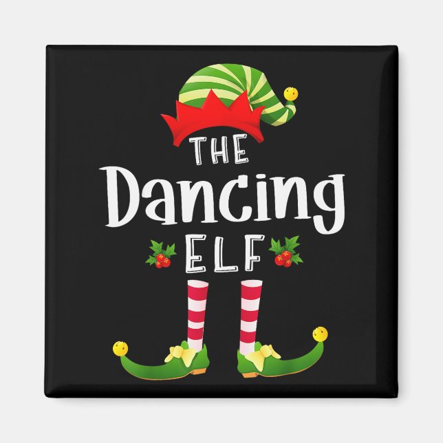 Dancing Christmas Elf Matching Pajama X-mas Party  Magnet (Front)