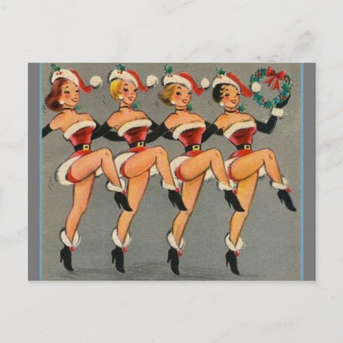  Dancing Christmas Pin up girls Postcard