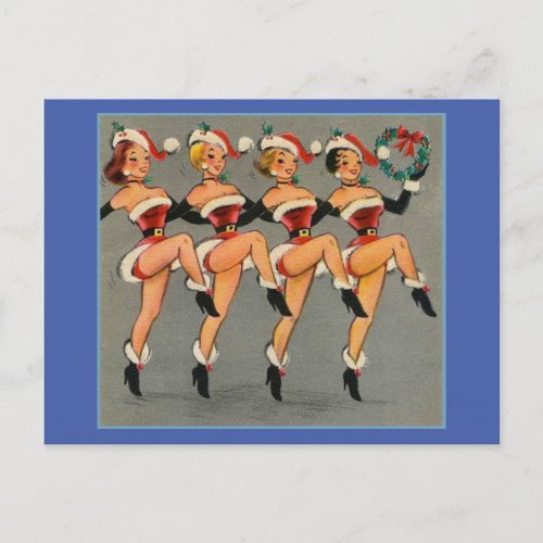  Dancing Christmas Pin up girls Postcard