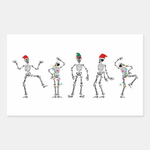 Dancing Christmas Skeletons Rectangular Sticker