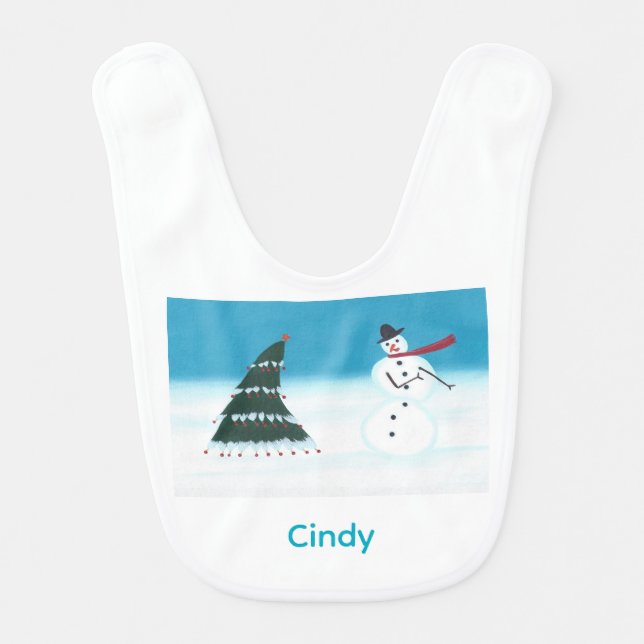 Dancing Christmas Tree and Snowman Custom Bibs (Front)